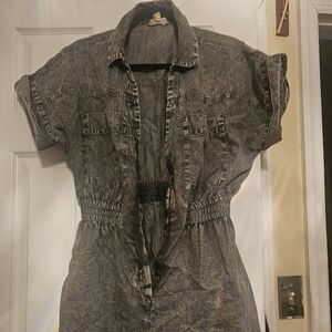 Gray/black Denim Elan Romper